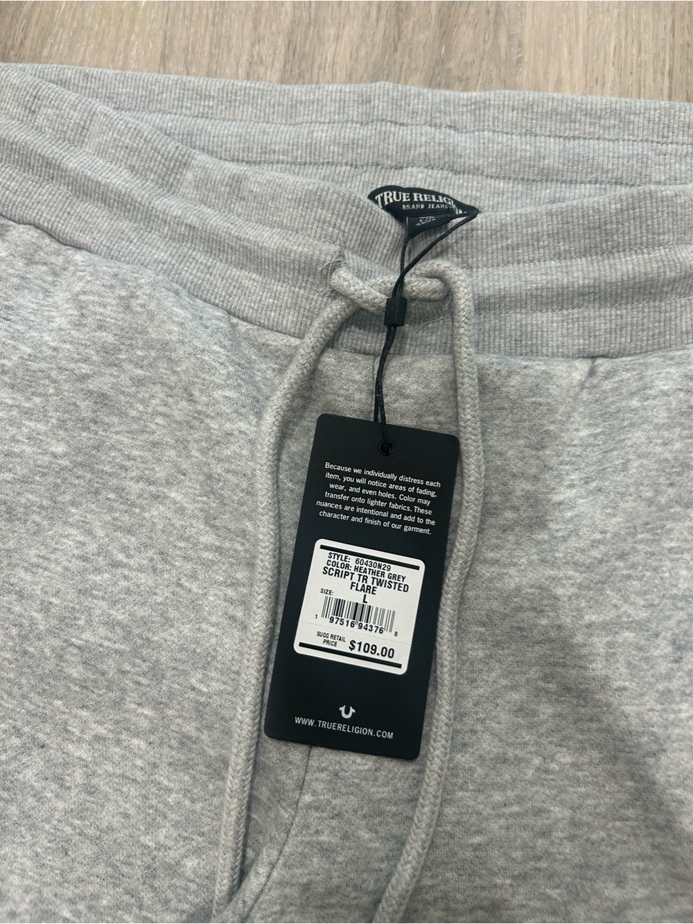 True Religion Gray Flared Sweatpants with Pink Script - Picture 6 of 6